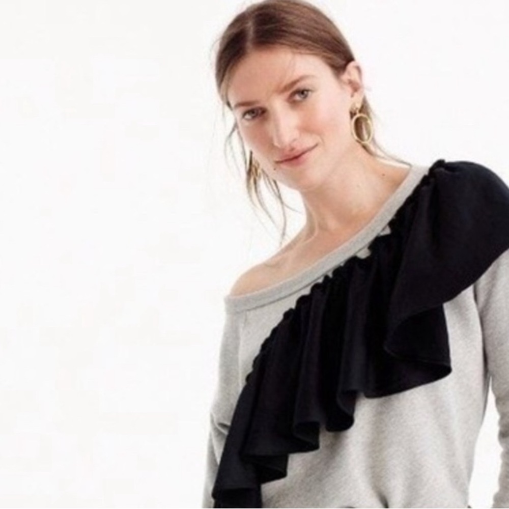 J Crew Ruffle Top Size XS GREY
